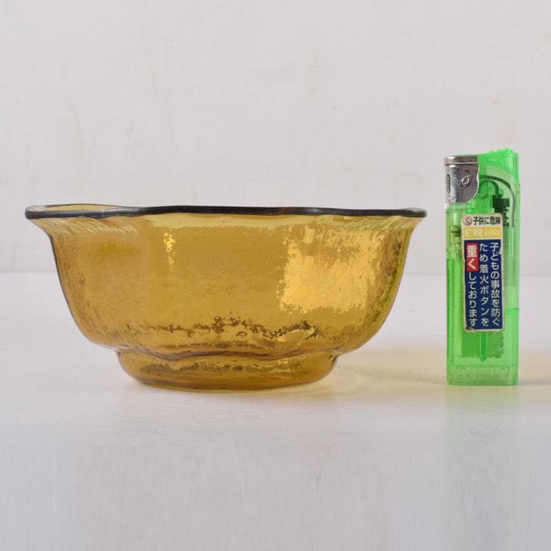 アンティーク　ガラス工芸　八角皿　時代箱付　V　7488