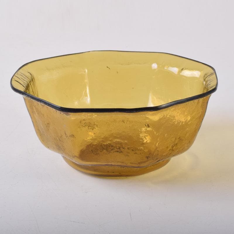 アンティーク　ガラス工芸　八角皿　時代箱付　V　7488