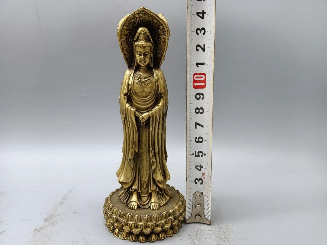 仏教美術 三面観音菩薩仏像 銅製 仏像 彫刻 置物 開運 風水