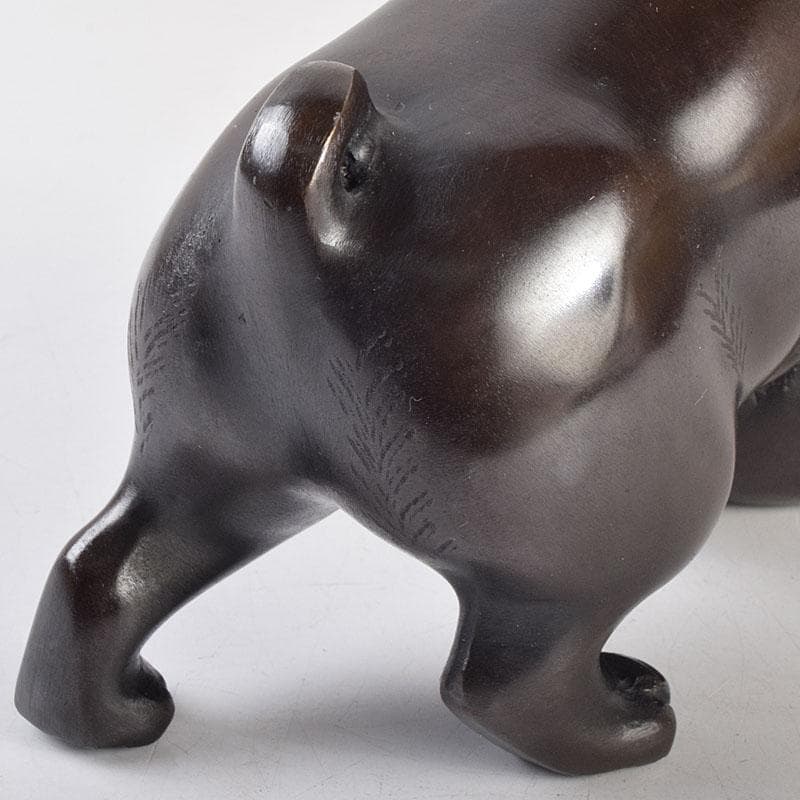 金工師　秀山作　鋳銅　戯れる子犬　置物　共箱　M　R9214