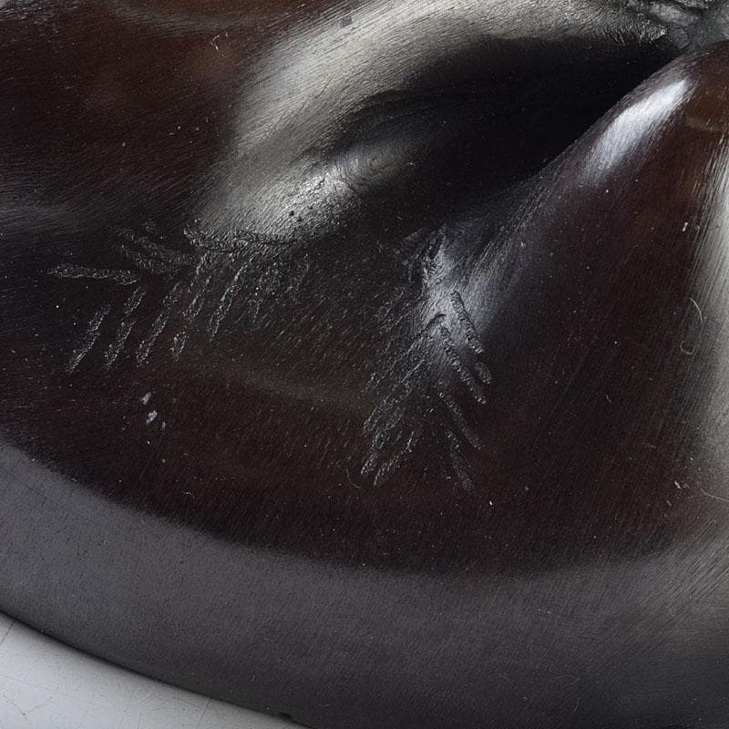 金工師　秀山作　鋳銅　戯れる子犬　置物　共箱　M　R9214