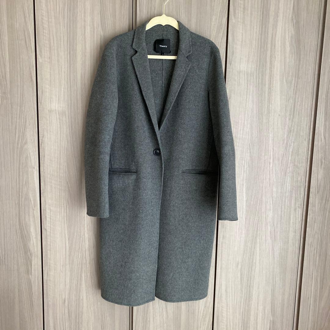 【美品】Theory カシミヤ混　グレー チェスターコート