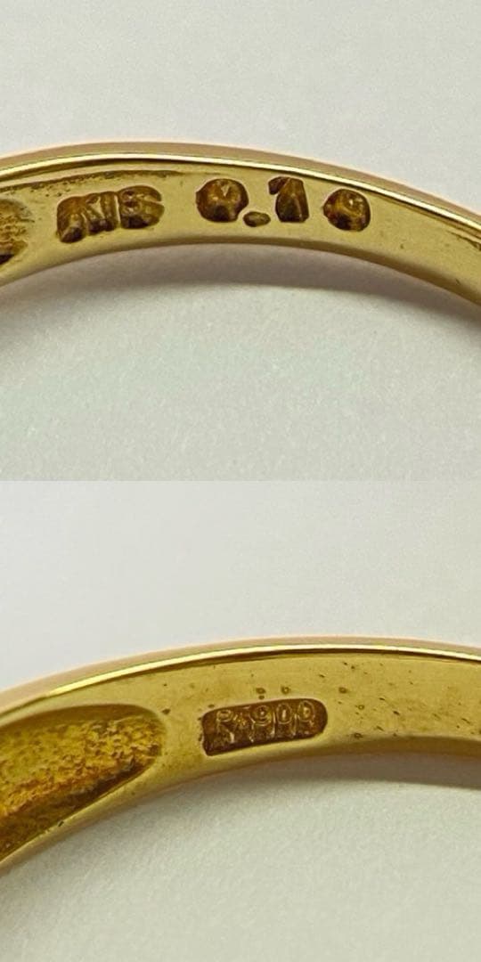 K18Pt900　ダイヤモンドリング　D0.10ct　サイズ11.8号　コンビ