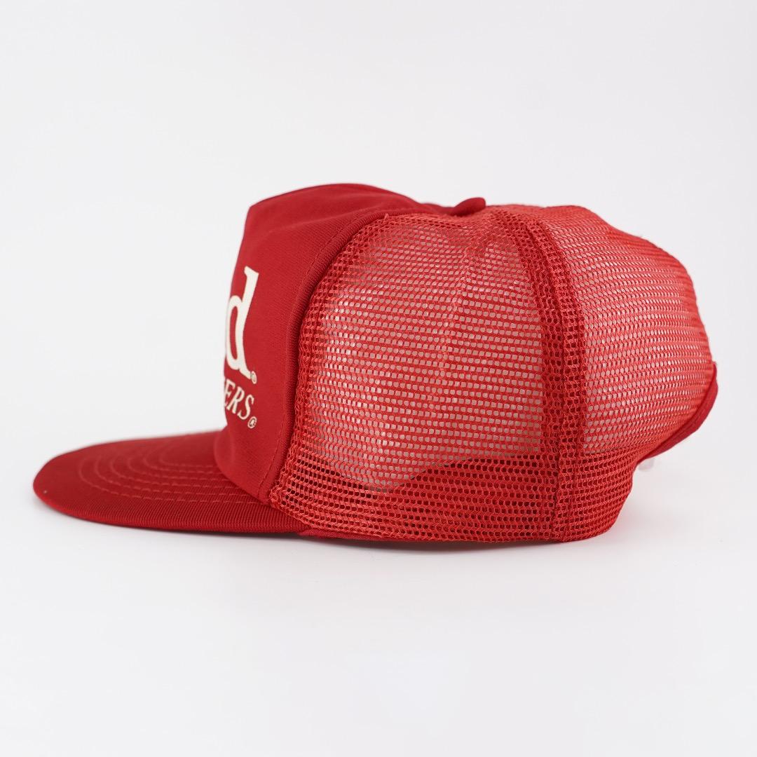 バドワイザー 帽子 キャップ メッシュ 90s USA製 企業 赤 18406