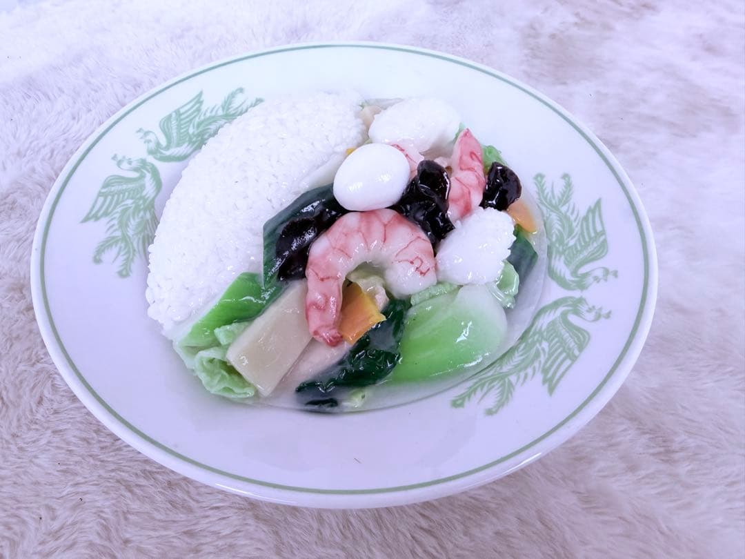 昭和レトロ 海鮮うま煮丼 食品サンプル 中華料理 町中華 直径約23.5cm