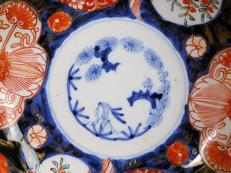 古伊万里　金襴手　枝垂れ桜に花の図　膾皿　5客　C738AS-fbef