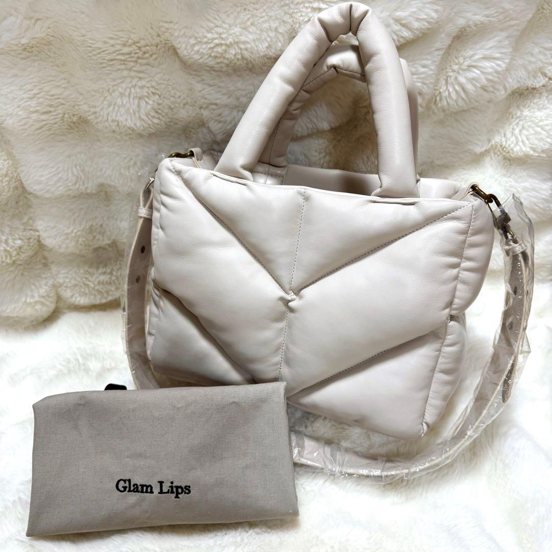 Glam Lips SMALL QUILTING レザー　ハンドバッグ　ホワイト
