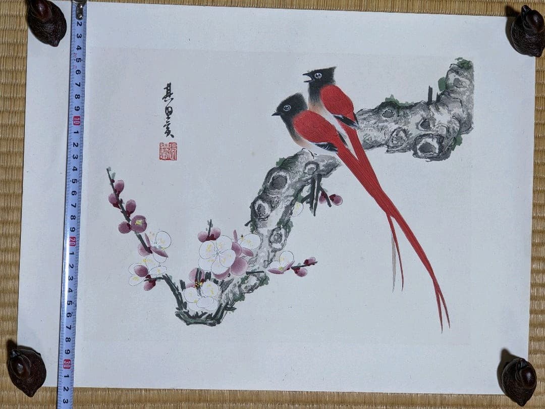 ♦中国 梅花尾長鳥 書画骨董 水墨画 絵画 骨董品 コレクション アンティーク