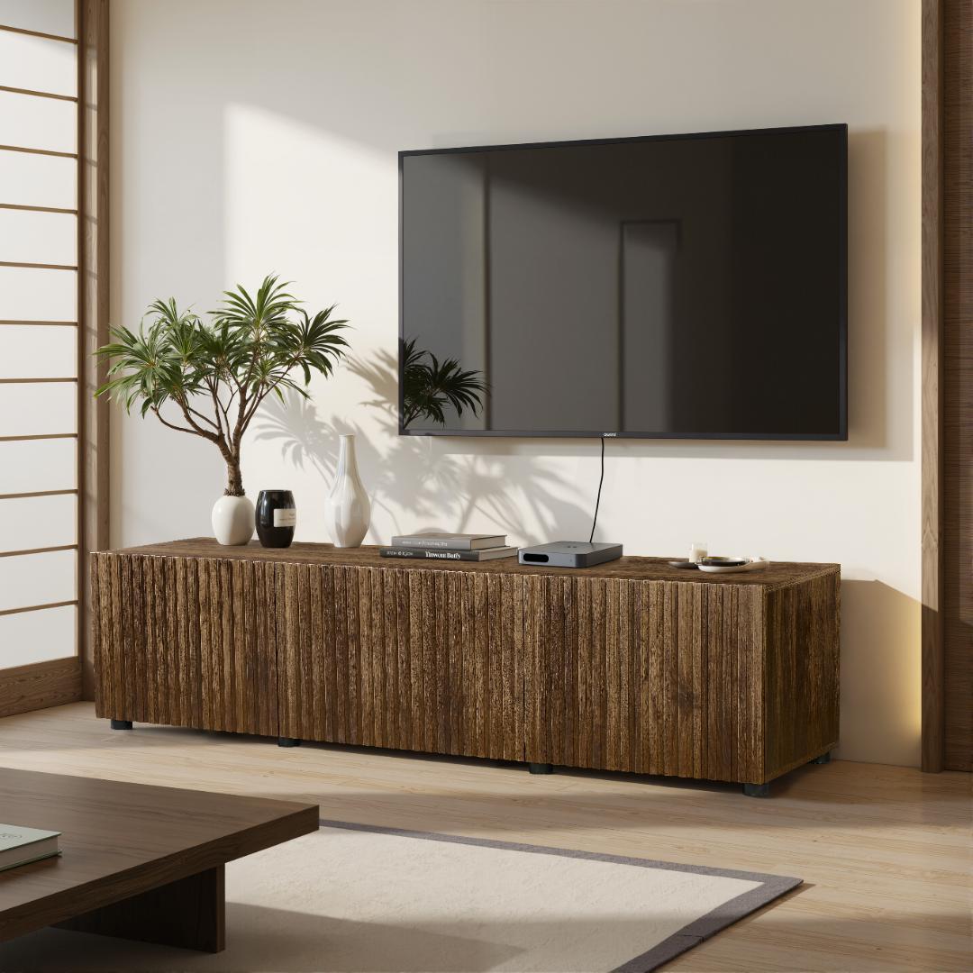 【新作】和風モダン TVボード ウォールナット材 収納付き