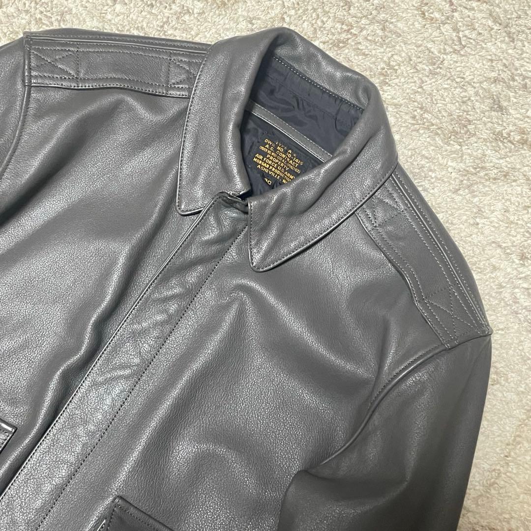 A-2 レザージャケット グレー 古着 ヴィンテージ 本革 フライトジャケット