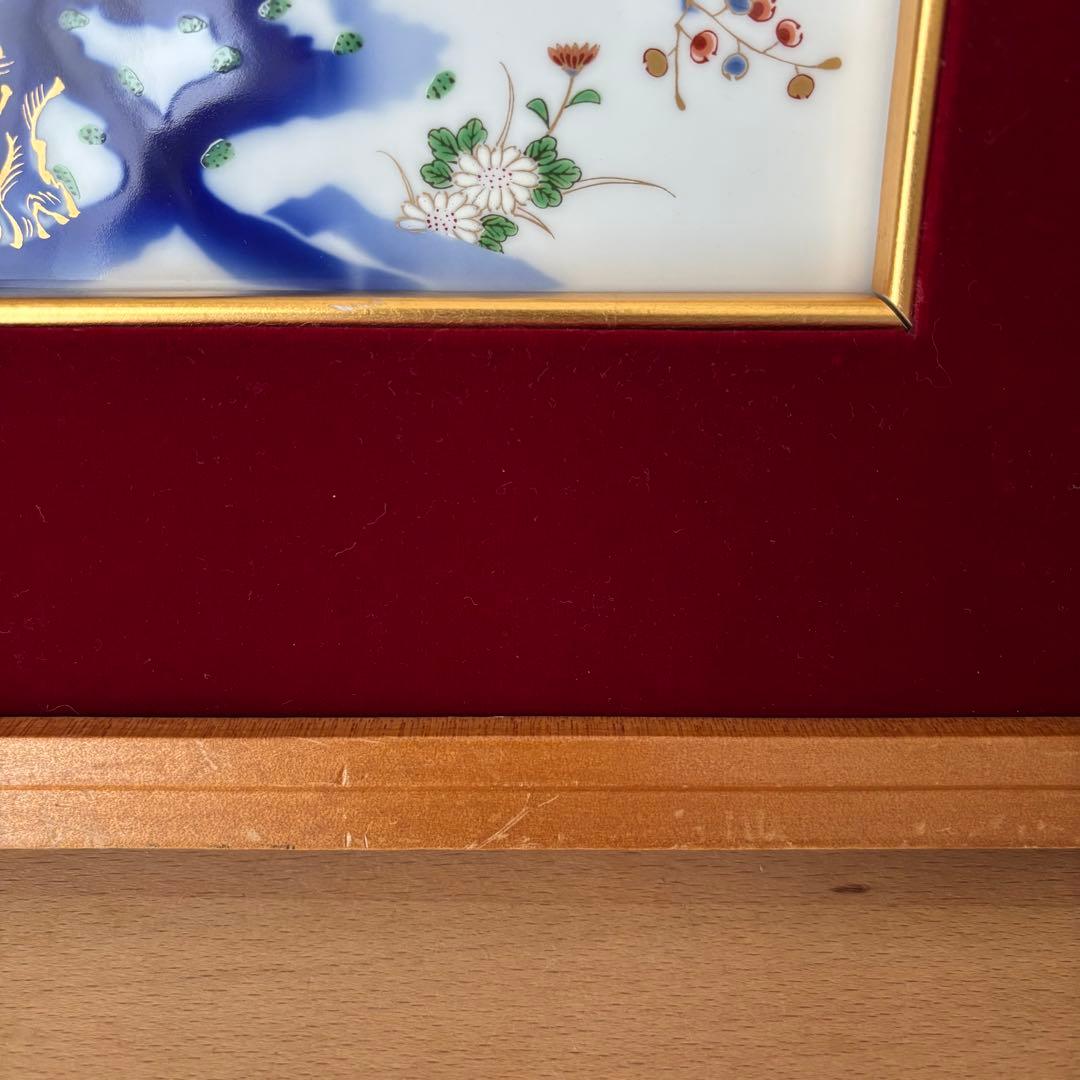 ⚫︎深川製磁　金彩　梅　陶板　　　　　　　 　　　　　　　　　　　　　　　和ラ下