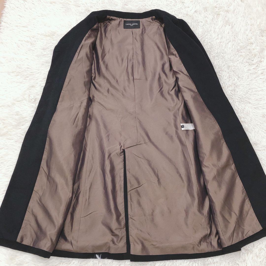 【極美品】ユナイテッドアローズ アンゴラ混 ロングコート ブラック サイズ40