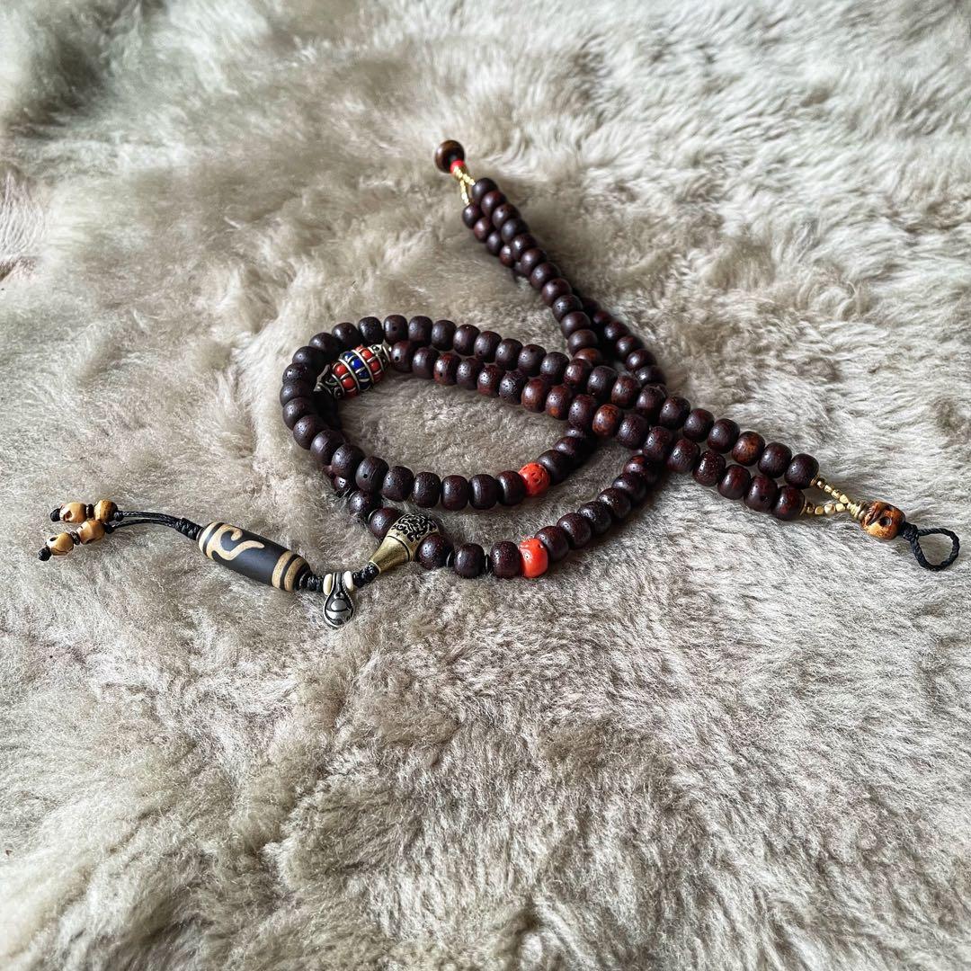 星月菩提樹・山珊瑚/二連数珠型 チベタン ネックレス