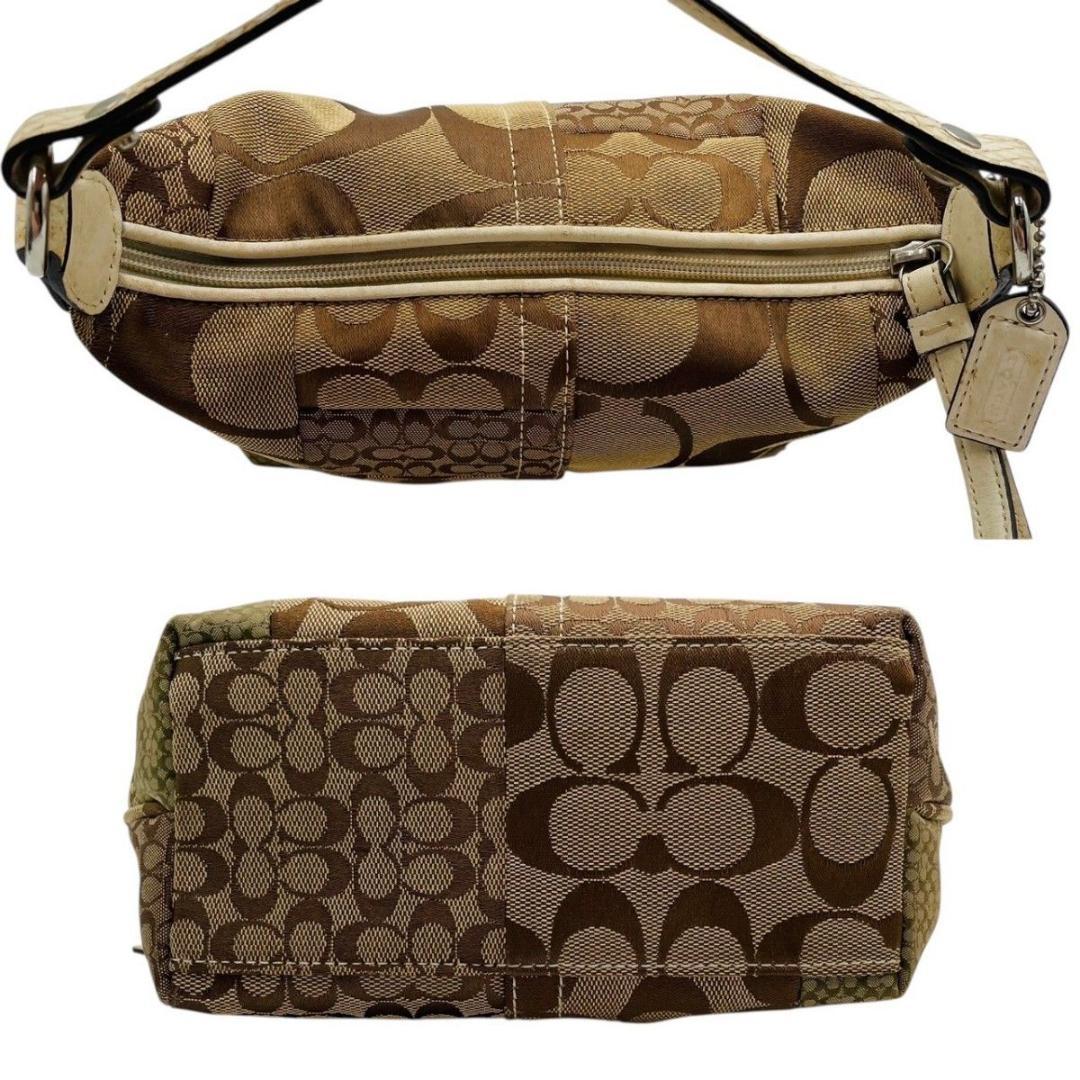 美品 コーチ ハンドバッグ アクセサリーポーチ キャンバス ブラウン 1491