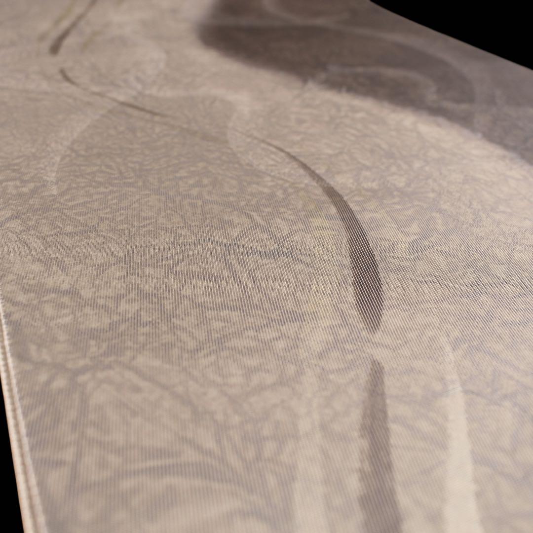 未使用　美品　変わり立涌に瓢箪模様織り出し袋帯　洒落袋帯　ベージュ系　d71