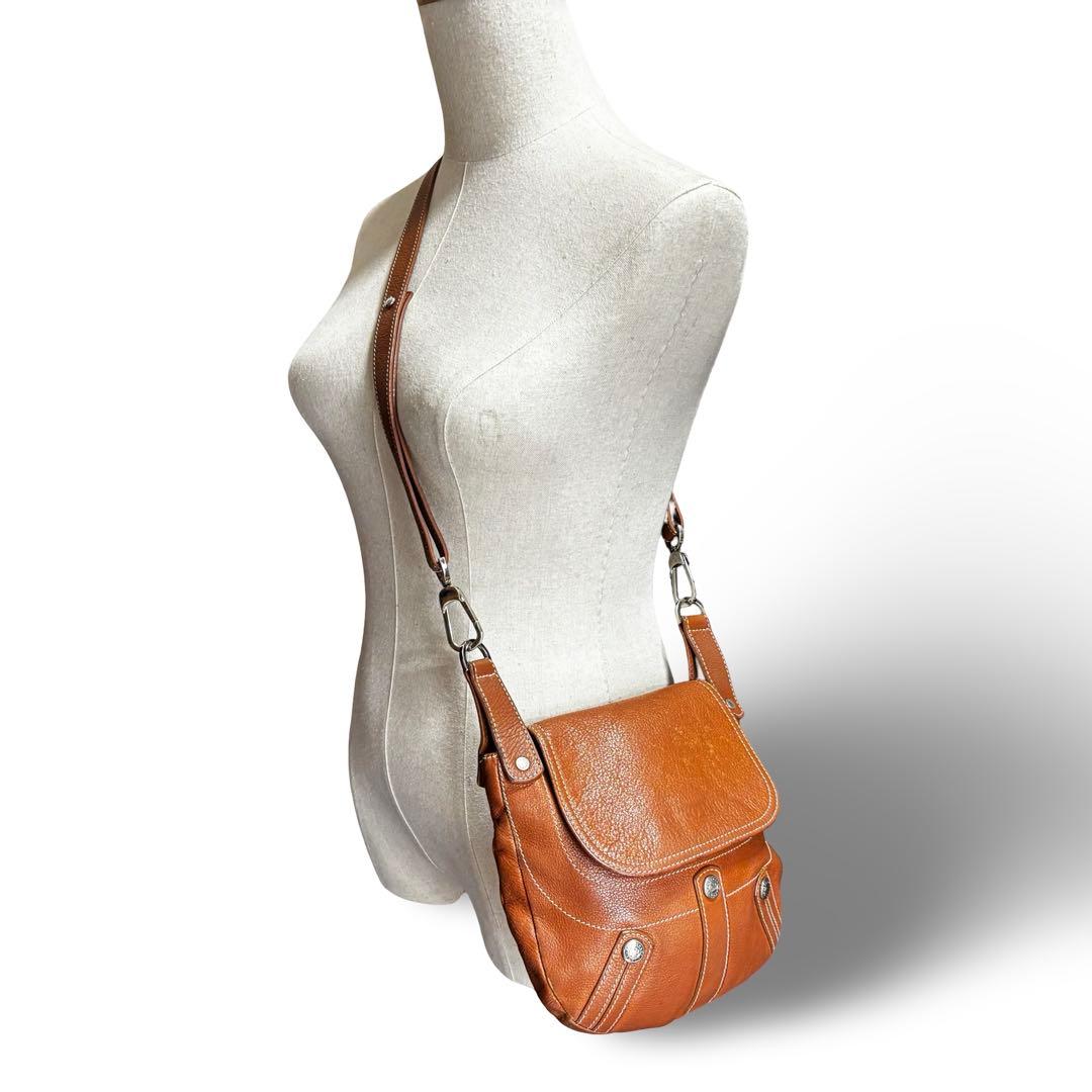 【ヴィンテージ】ロンシャン　ショルダーバッグ　オールレザー　ブラウン　斜め掛け