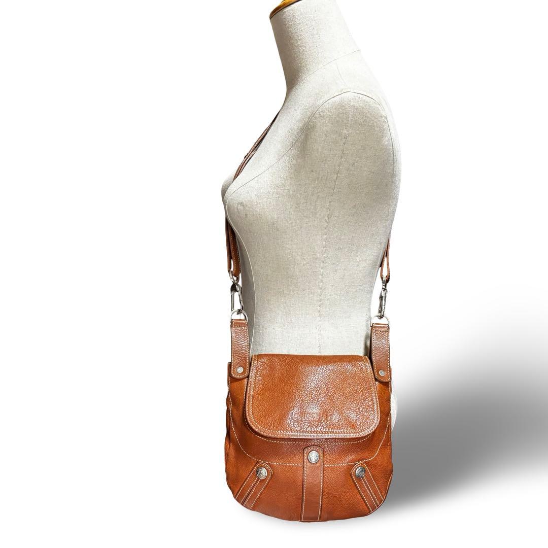【ヴィンテージ】ロンシャン　ショルダーバッグ　オールレザー　ブラウン　斜め掛け