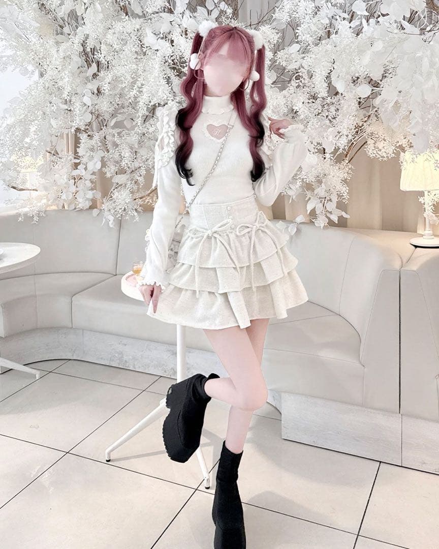 ハニーミュウ　ツイードティアードフリルスカート