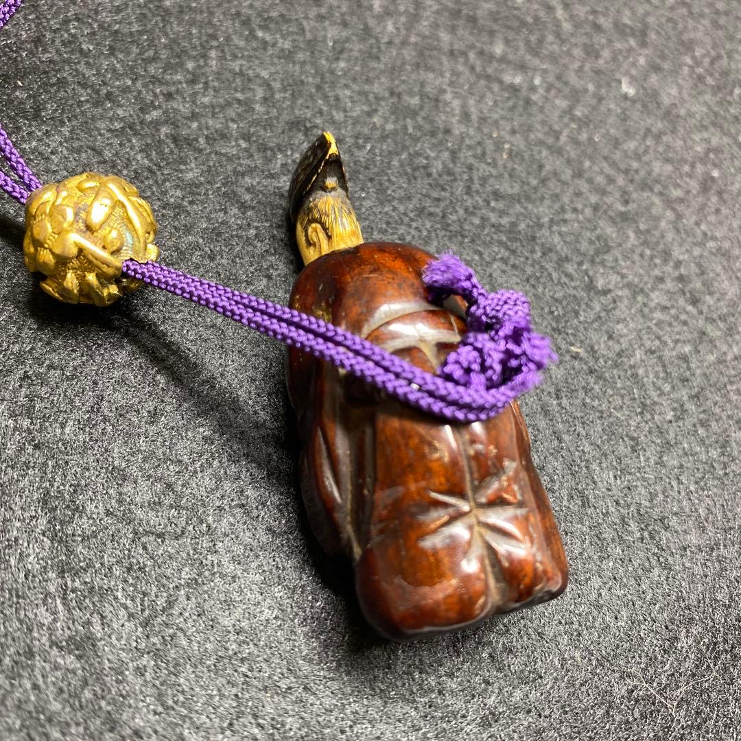 専用　芝山　鹿寿老　蒔絵印籠根付　50g 東Y7-0213☆2Fチヒエ