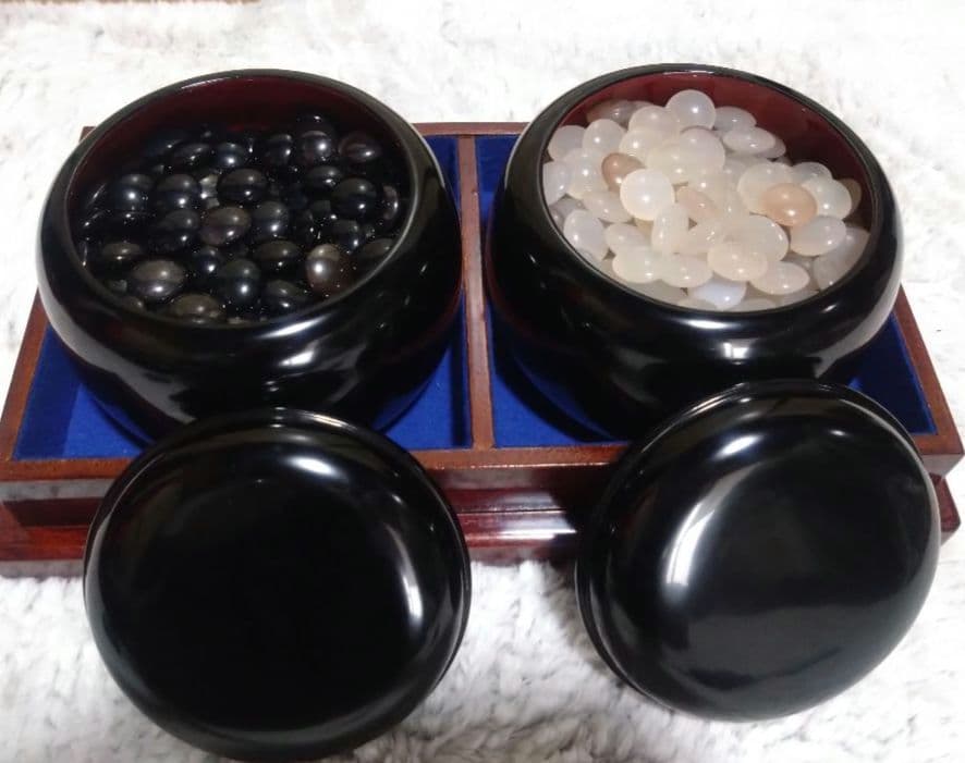 【希少極上】高級瑪瑙　碁石　未使用品/特注漆塗り碁笥/欅碁笥ケース付