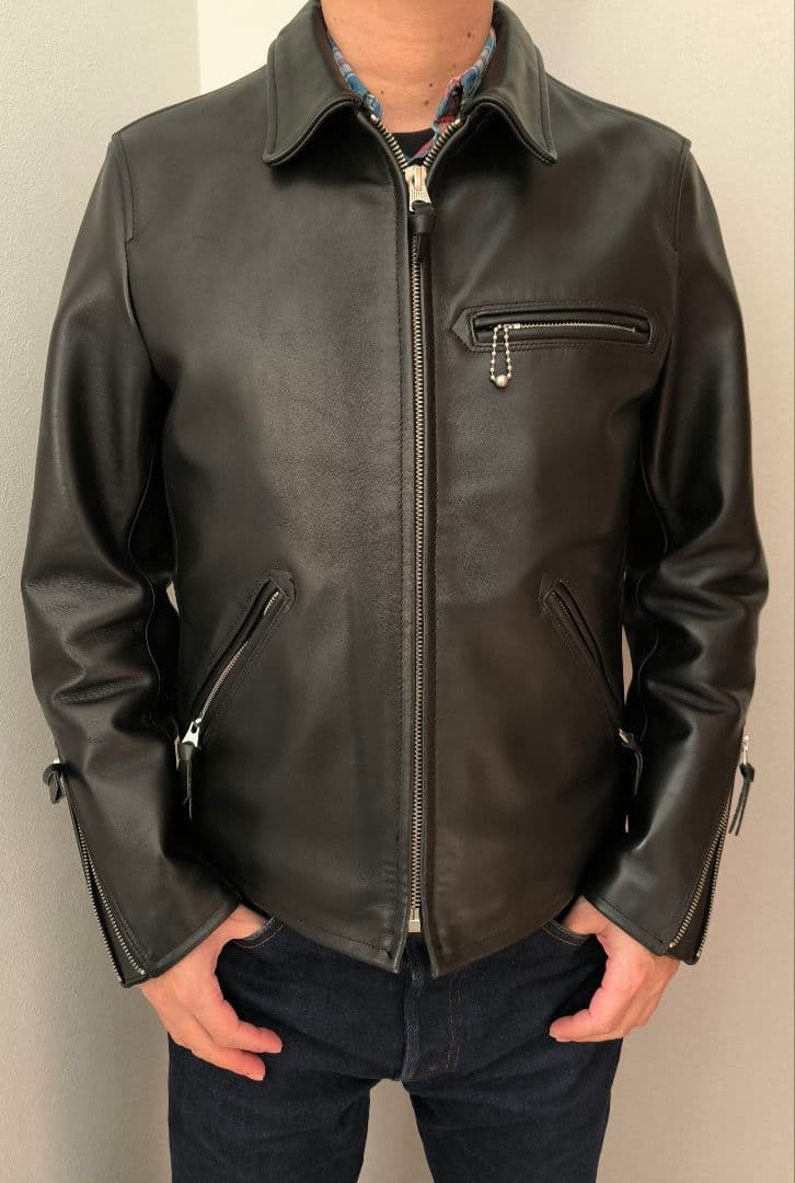 猫たちの父様向Cidu ブラック レザー シングルライダースジャケット Mサイズ