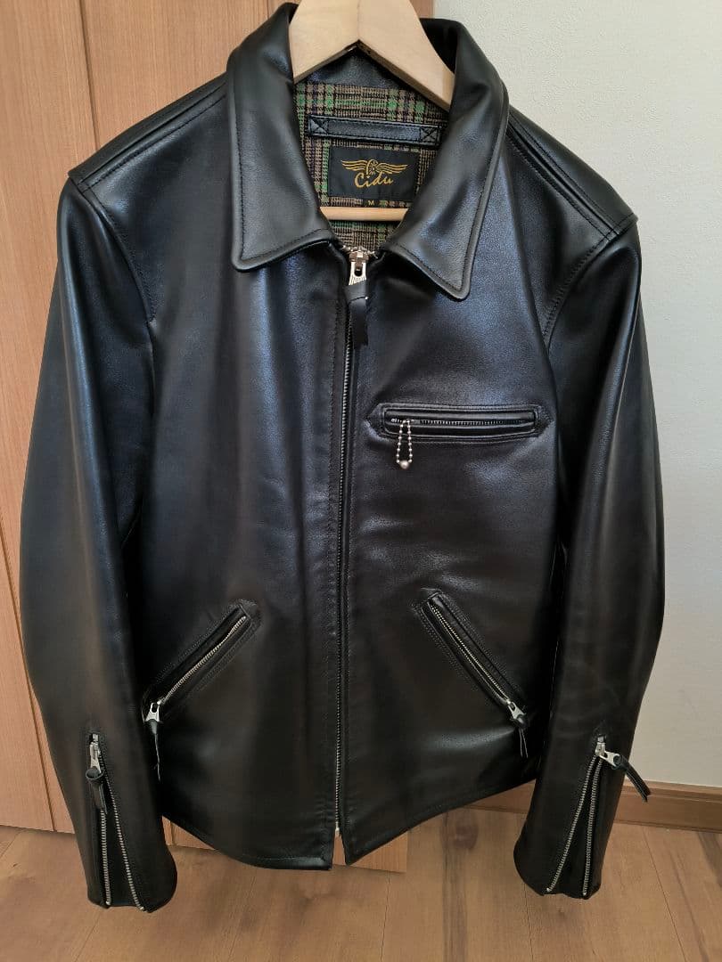 猫たちの父様向Cidu ブラック レザー シングルライダースジャケット Mサイズ