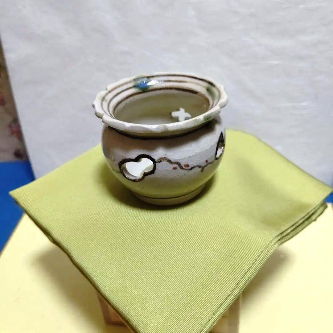 茶道具、蓋置、弥七田織部、加藤光右衛門作、はな3番