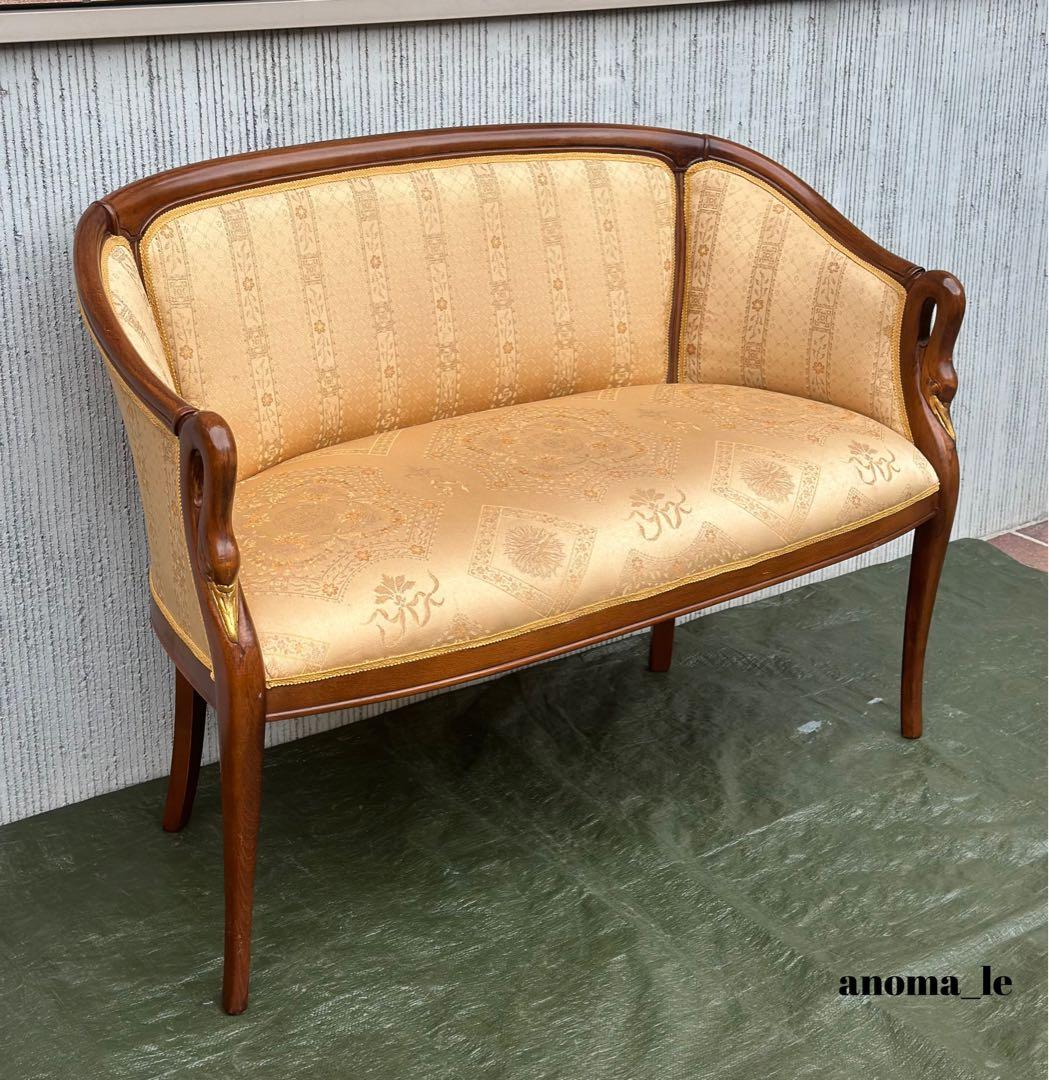 【ソファ】2人掛けソファ　ラウンジチェア　ファブリック　ヨーロピアンクラシカル◎