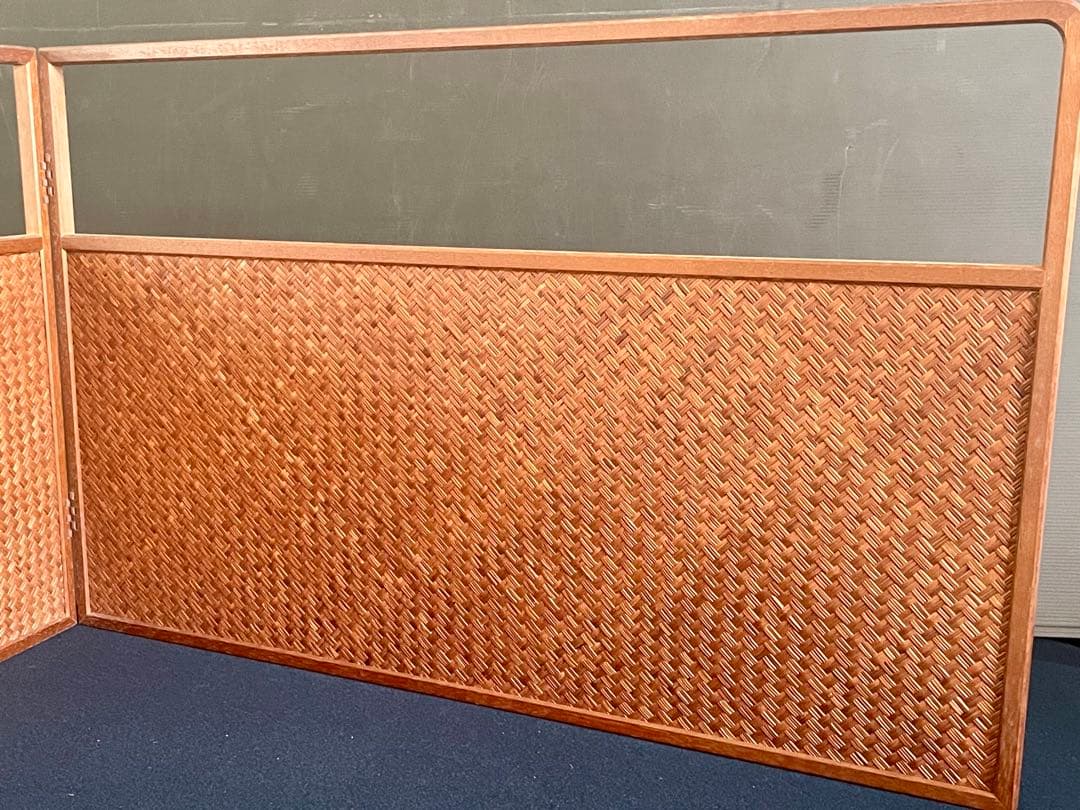 「祖」 網代 独楽繋ぎ 両面使い 上透かし 桑縁 風炉先屏風 （1118①）