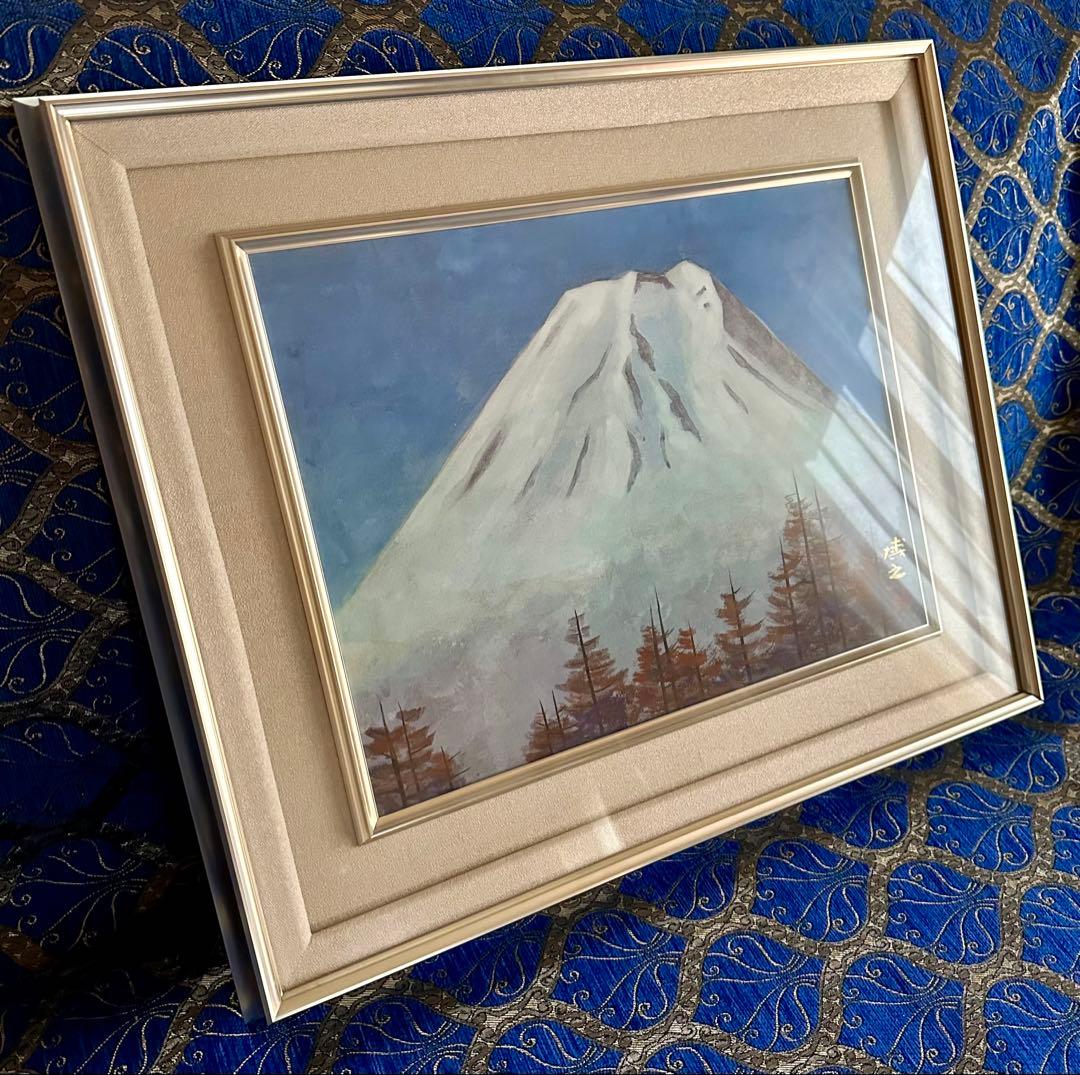 真作保証　■日本画■倉光博之■[忍野富士]■ 共シール ■6号