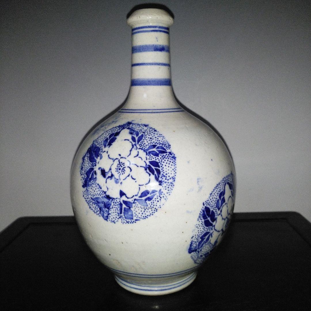 NO612 会津本郷焼　印版徳利　幕末～明治