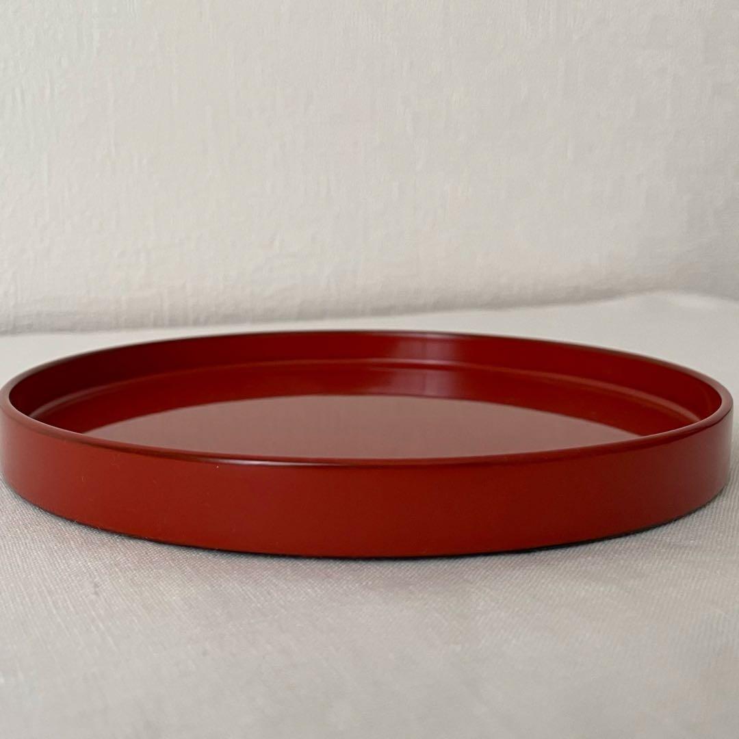 輪島塗 極上本堅地 丸盆 黒塗・朱塗 2枚セット 18cm お盆