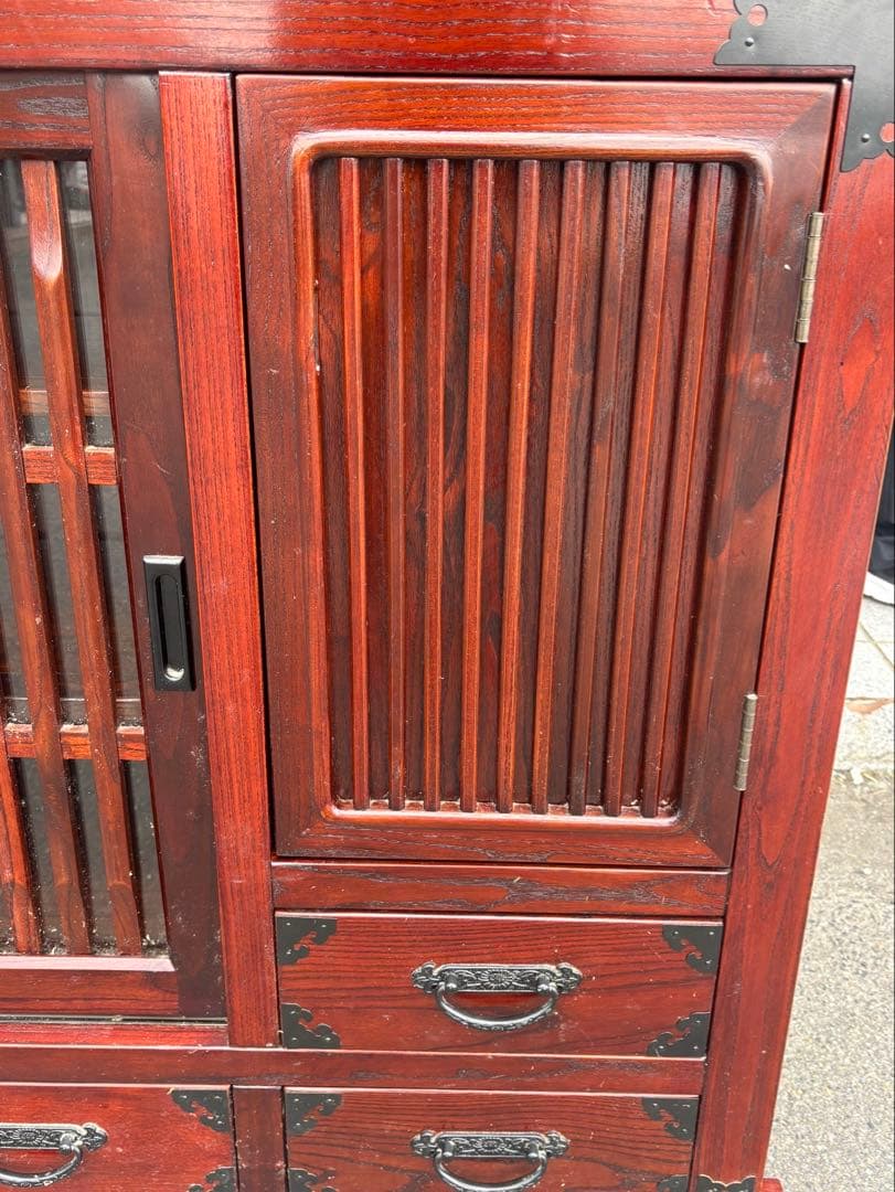 赤*こ様 木製　棚　和風　レトロ　アンティーク　キャビネット　茶棚　戸棚　民芸家