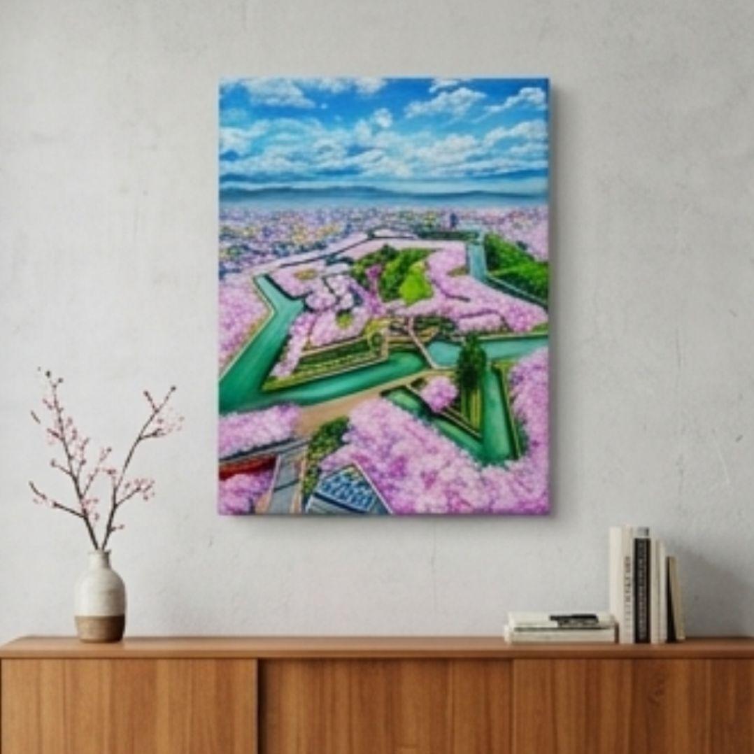 油絵 油彩 油彩画 絵 絵画【五稜郭の春】