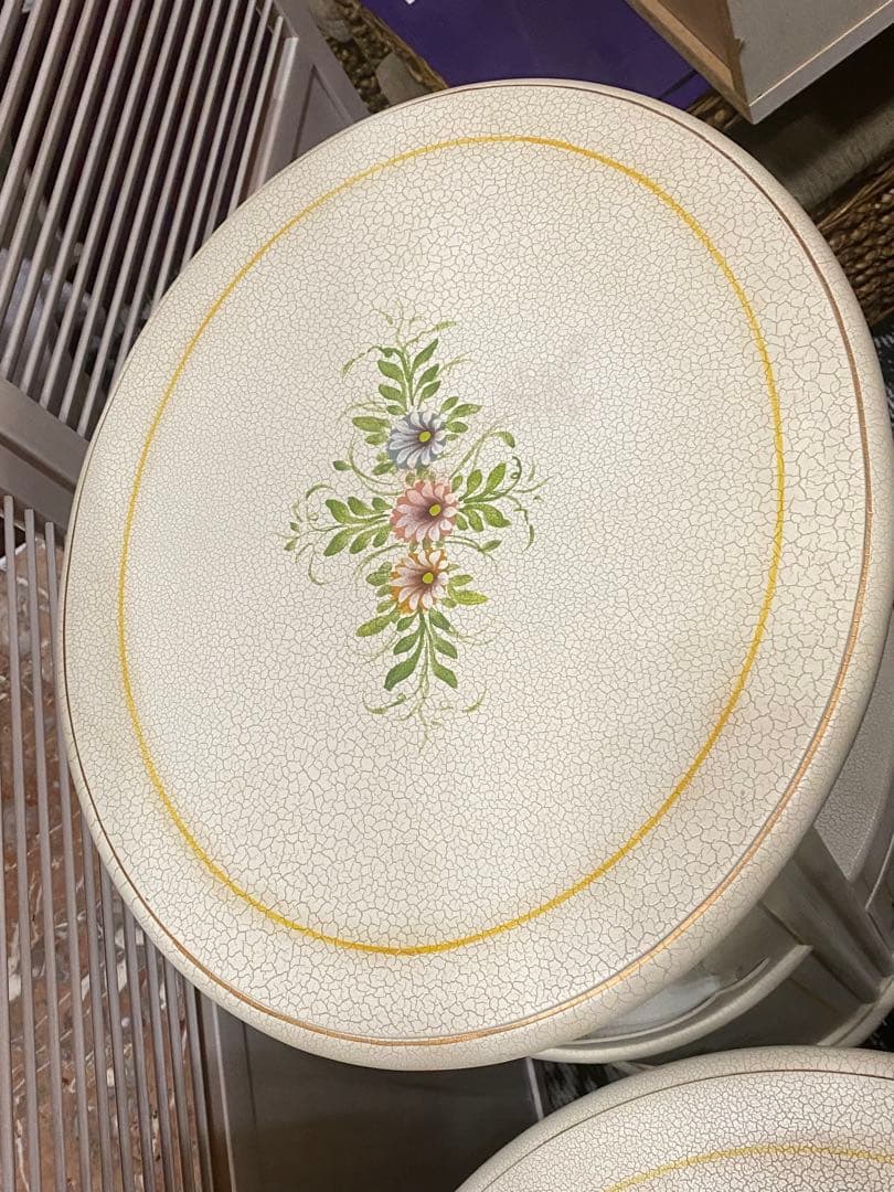 ホワイト シャビー♦️高級ドレッサー&スツールセット♦️希少ハンドペイント♦️送料込