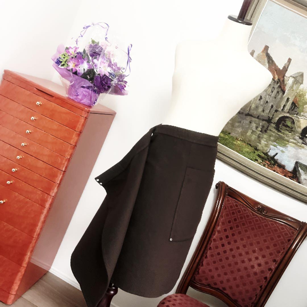 美品　HERMES エルメス　ダブルフェイス　カシミヤ スカート　ブラウン