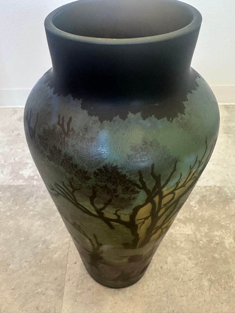 ルーマニア　チップガレ工房　TIP Galle 風景文花瓶　エミール　ガレ　箱入