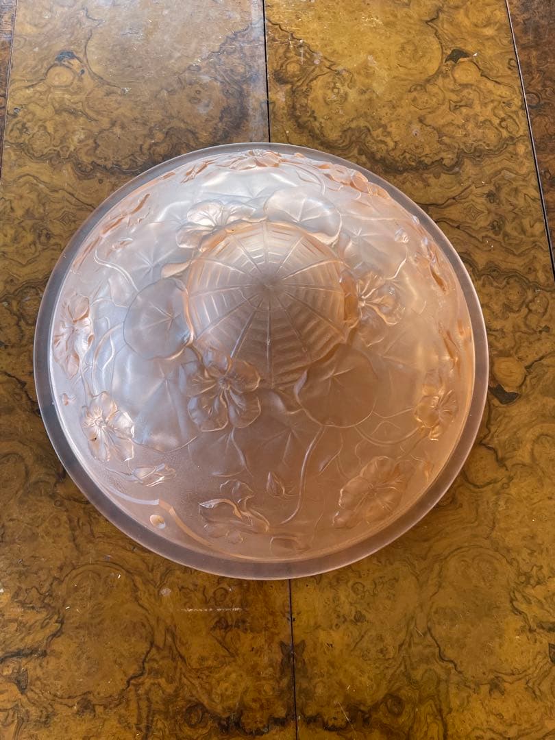 アールデコ　フロストガラス　吊り下げライトのガラス① ピンク