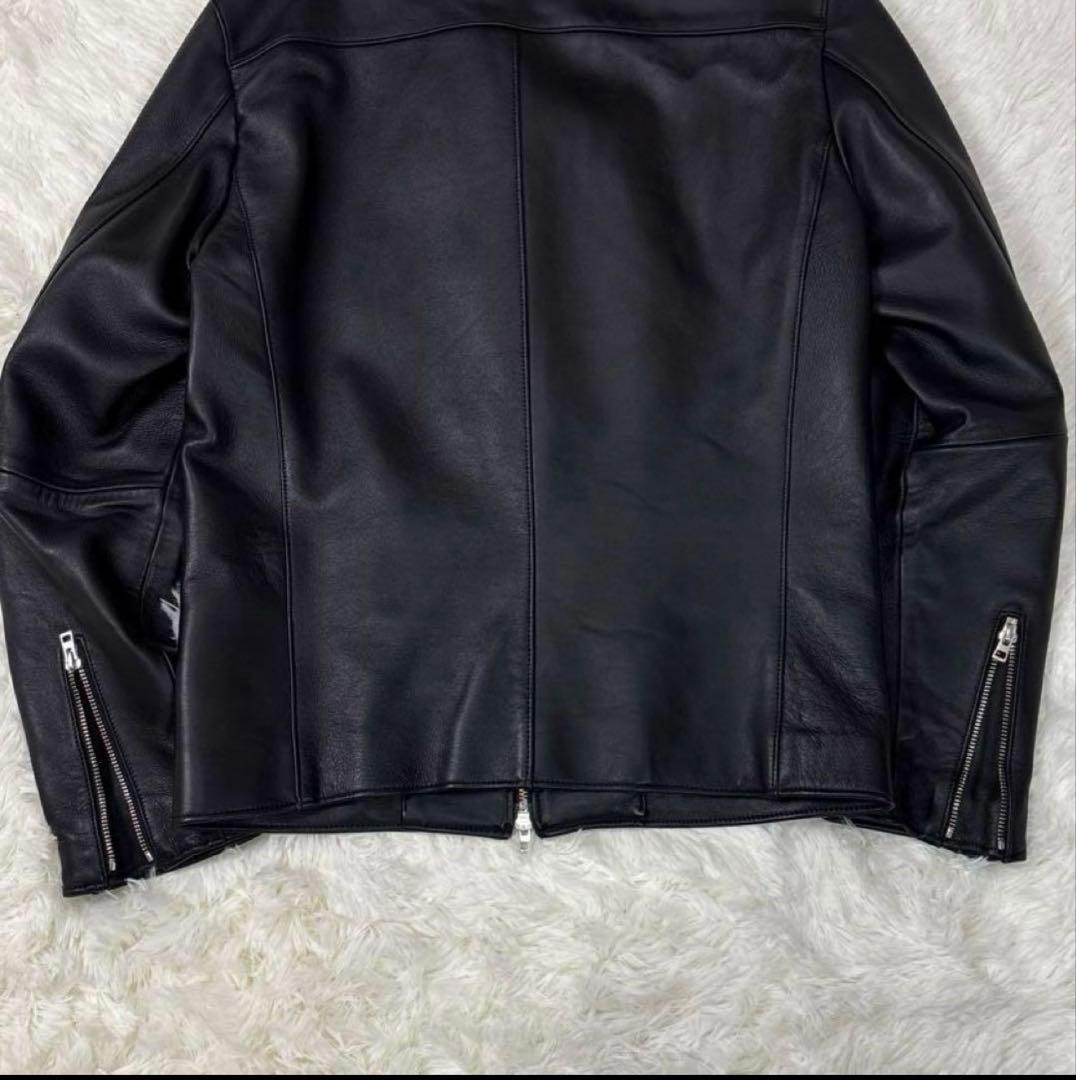極美品✨ LIDNM シングルライダース シープスキン 羊革　ダブルジップ　L
