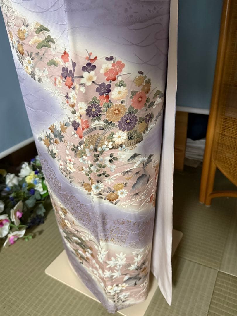 訪問着フルセット　籠　牡丹　四季の花　錦彩