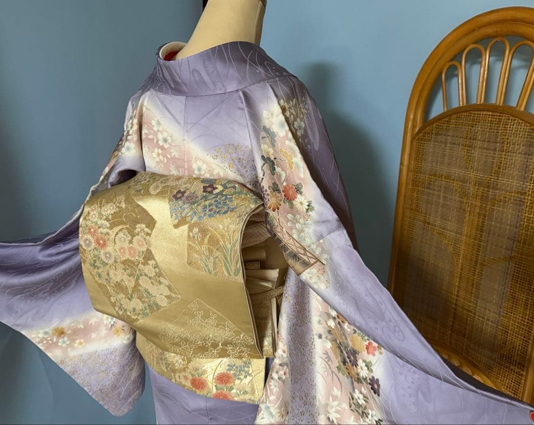 訪問着フルセット　籠　牡丹　四季の花　錦彩