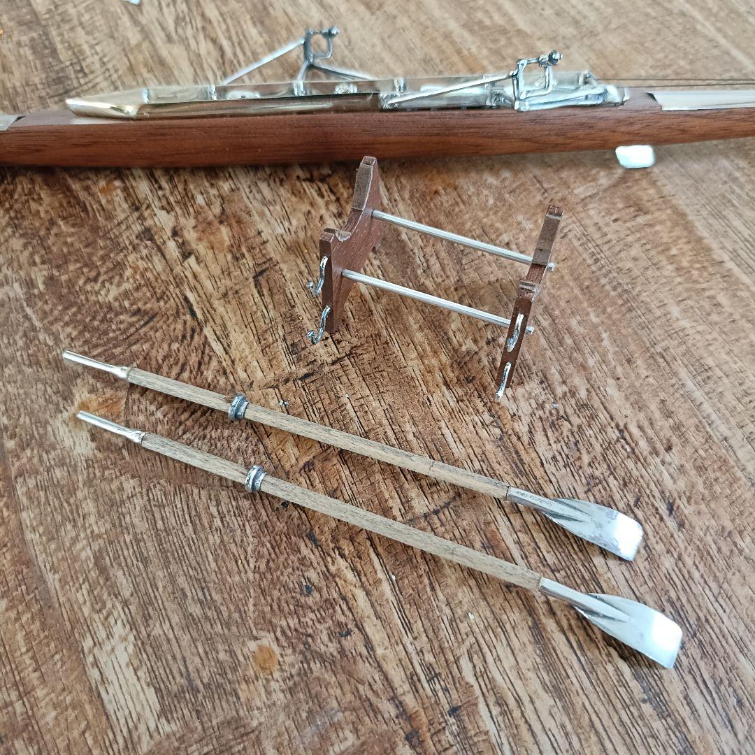 銀無垢 ウッド 銀細工 ミニチュア ボート 船 模型 ビンテージ イタリア 刻印