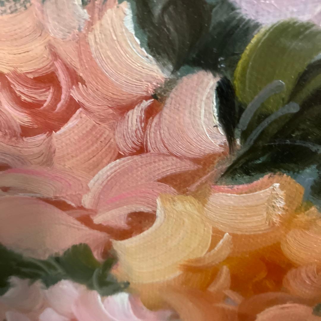 遠藤勝 バラ 油彩画 6号 額縁入り