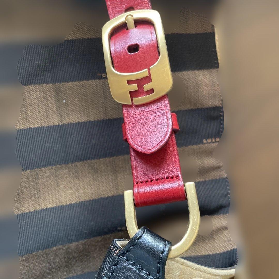FENDI ストライプキャンバスショルダーバッグ