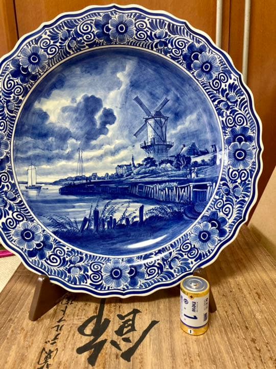 オランダ　アンティーク　41㎝　置物　デルフト 飾り皿　絵皿　delft