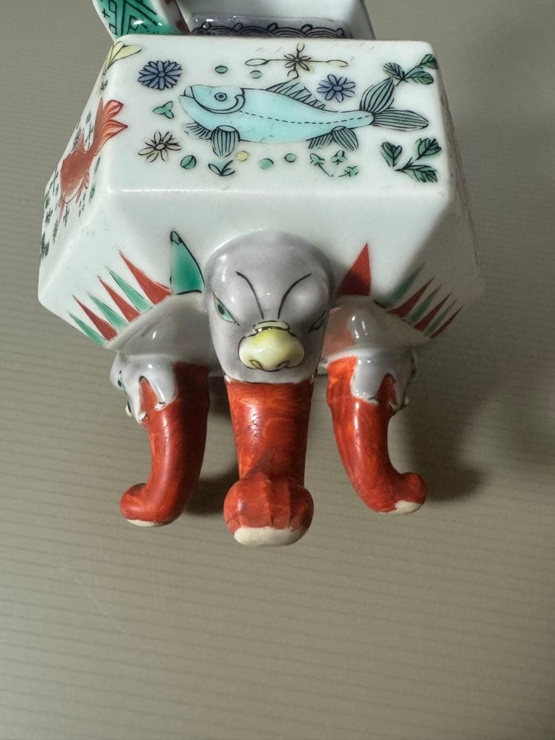 2091 希少　魚文　香炉　時代物