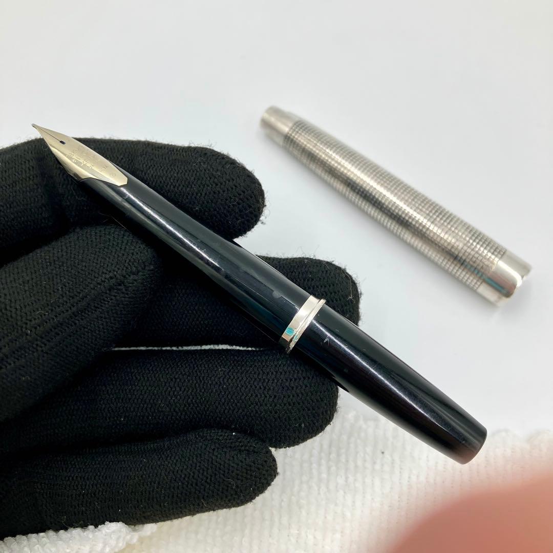 パイロット 万年筆　エリート 18KWG シルバー　格子　チェック