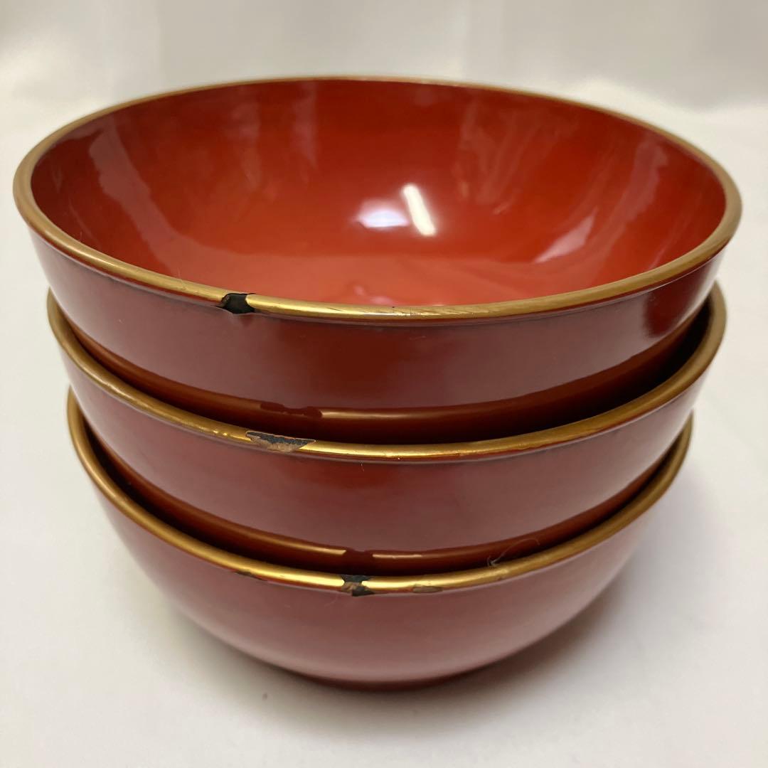 大正時代　木製漆器　蓋付汁椀　10客　菓子椀　松竹梅　漆沈金蒔絵 木箱付　雑煮椀