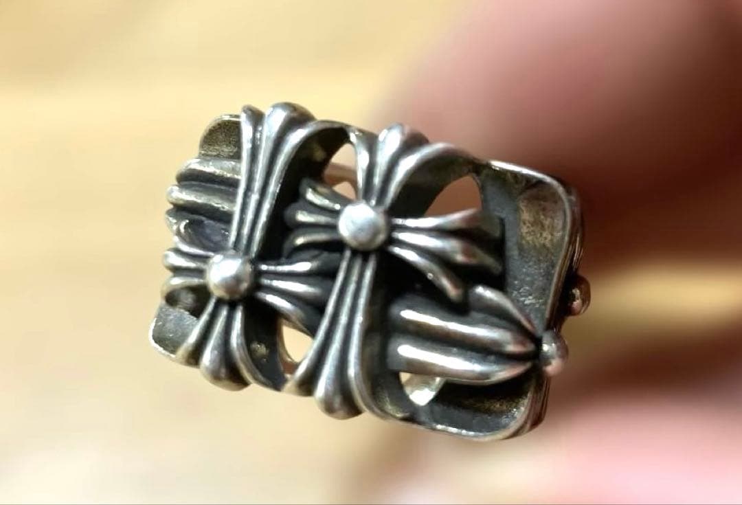 アキ最終超美品シルバー925 クロススクエアリング内径2センチ