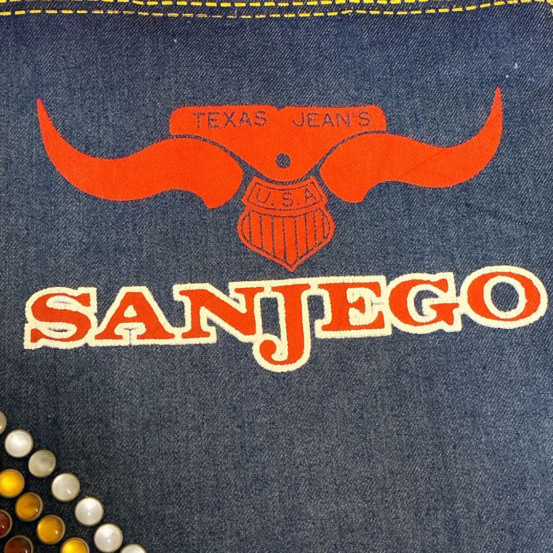 ヴィンテージ SANJEGO サンジェゴ スタッズ デニムバナー パネル 壁掛け